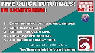 Aligning Shapes, Starting Point, Copy along path, Mirror across a line, Adv toolbar, Circular Array