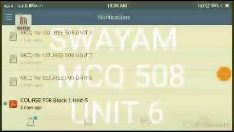 SWAYAM SOLVED MCQ 508 UNIT 6