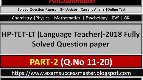 HP-TET-LT-2018 Solved PAPER Part-2