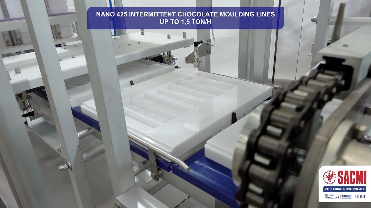 Nano 425, intermittent chocolate moulding line for small/medium production batches