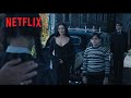 Morticia says goodbye to wednesday  netflix