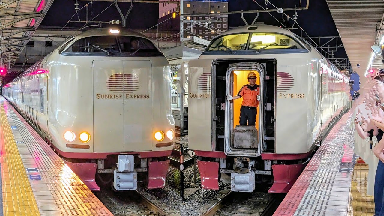 連結映像】寝台特急サンライズ瀬戸・出雲号の連結シーン | 岡山駅