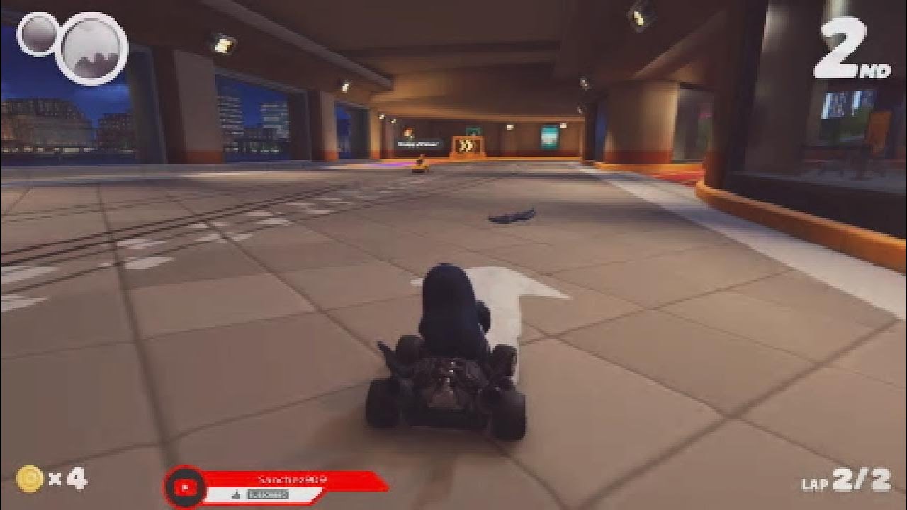 Tossing batarangs in Party Animals-New Nemo Kart Races on Snowville & Shanghai at night