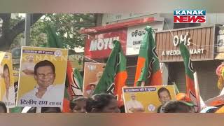 BJP MLA Candidate Dilip Ray Holds Massive Roadshow While Going to File His Nomination in Rourkela