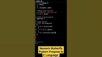 Numeric Butterfly Pattern Program in C Language