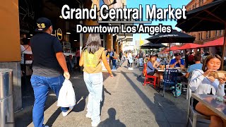 Grand Central Market Walking Tour, Downtown Los Angeles Holiday Walk | 5k 60 Natural Sounds