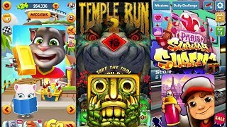 Talking Tom Gold Run Vs Temple Run 2 Lost Jungle Lantern Festival  Vs Subway Surfers Paris Gameplay screenshot 5