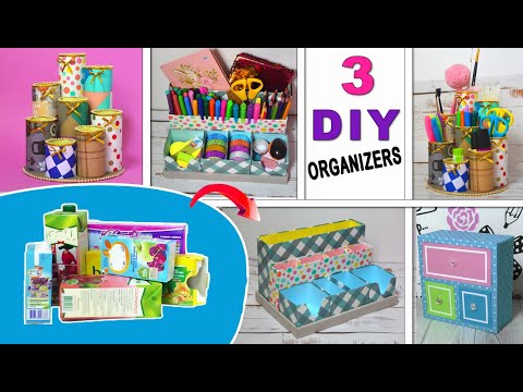 easy ideas 3 diy organizers from empty boxes // garbage recycling - YouTube