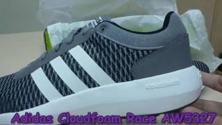 Unboxing Review sneakers Adidas Cloudfoam Race AW5327 - YouTube