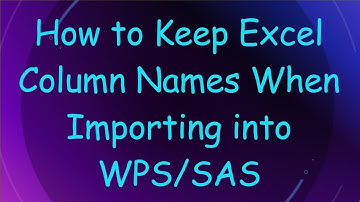 How to Keep Excel Column Names When Importing into WPS/SAS