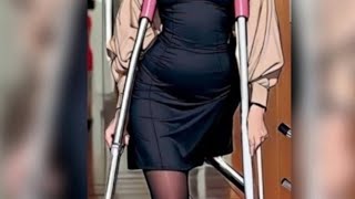 A Strong Amputee Woman Of A Special Style(7)♥️😍#Amputee#Crutches #Amazing #Walking #Girl