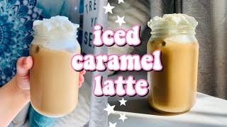 How To Make Iced Caramel Latte! (5 ingredient recipe!) | Iced Caramel Latte Recipe | Paola Espinoza