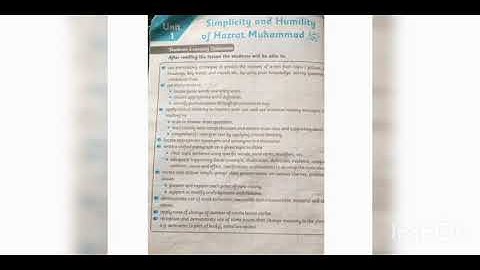 Chapter # 1 for class 10  Simplicity and humility of Hazrat Muhammad (SAWW) part 1