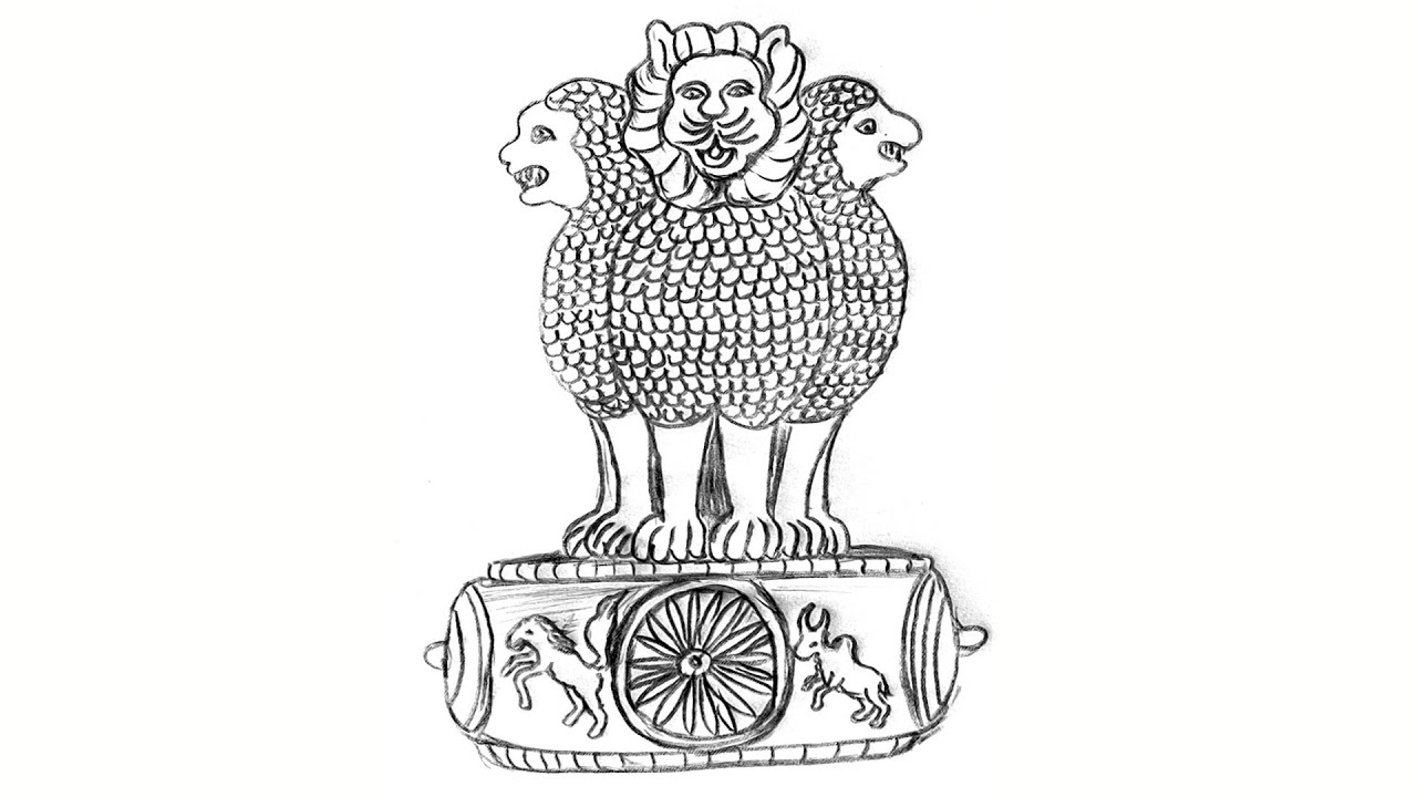 आसान तरीका India Emblem Drawing // Ashok stambh Drawing // Easy Drawing -  YouTube
