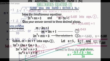 SIMULTANEOUS EQUATIONS SPM ADD MATHS