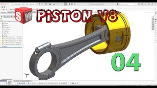 Project 02: V8 Engine  04. Piston Assembly  Solidworks Tutorial