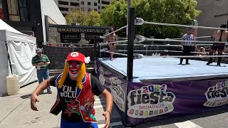 Downtown LA's Epic Street Wrestling Extravaganza at Fiesta Broadway! 4K