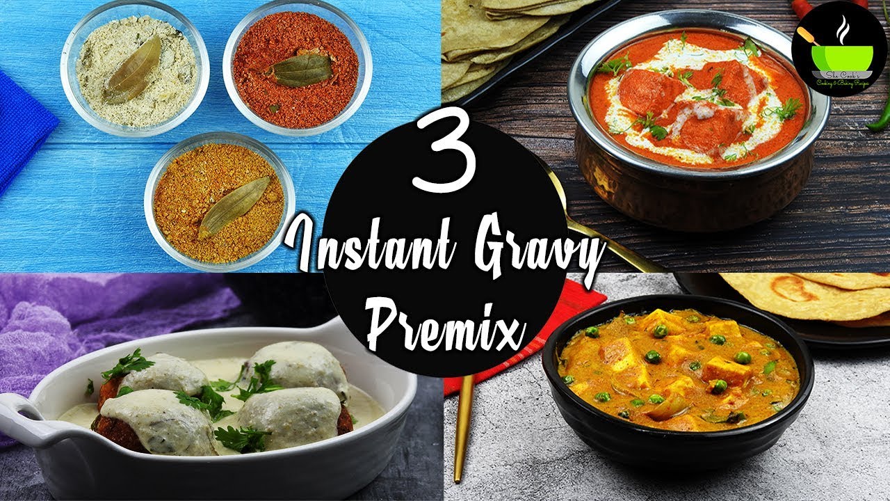 3 Instant Gravy Premix Recipe | 3 Homemade Instant Gravy Powder | Red White Yellow Premixes Recipes | She Cooks