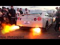 Nissan GT-R big revs and HUGE FLAMES!