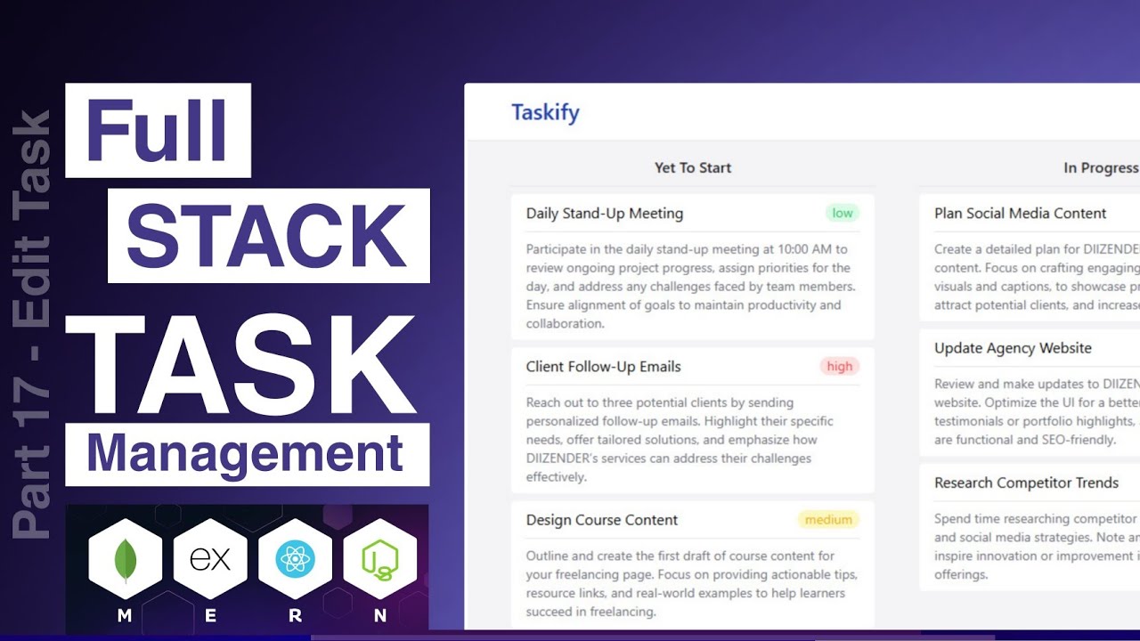 Part 17 - Taskify | Edit Task API | MERN Stack Task Management App ...