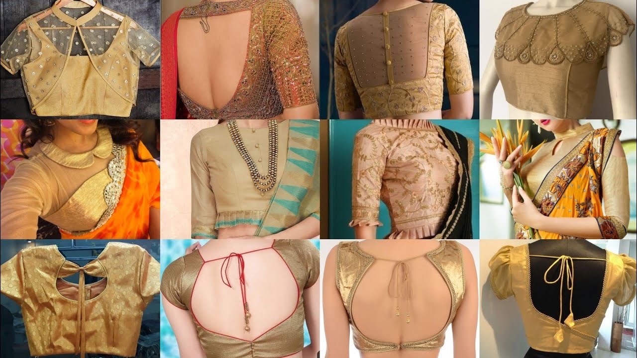 Golden Brown blouse designs new model/blouse back neck designs ...