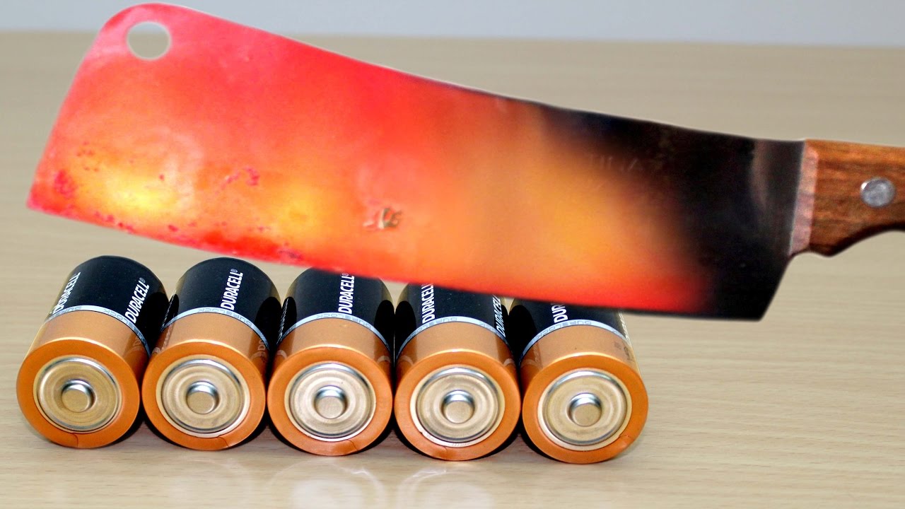 EXPERIMENT Glowing 1000 degree MEAT CHOPPER vs BATTERY