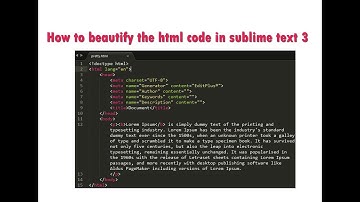 How to beautify the html code in sublime text 3
