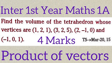 volume of the tetrahedron (1,21,),(3,2,5),(2-1,0)&(-1,0,1) in telugu@maths naresh eclass