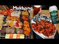 매콤한 닭발볶음과 꼬치구이를 만들어 새로 나온 맥주 한맥과 한잔!  Mukbang 먹방~😋