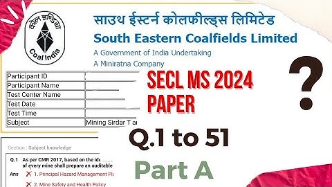 SECL 2024 EXAM PAPER - SIRDAR - PART A