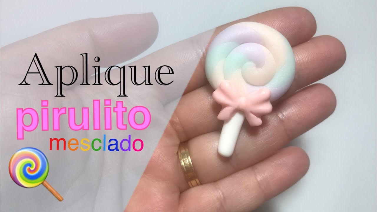 Diy Aplique pirulito mesclado em biscuit