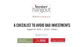 Episode 98: A checklist to avoid bad investments