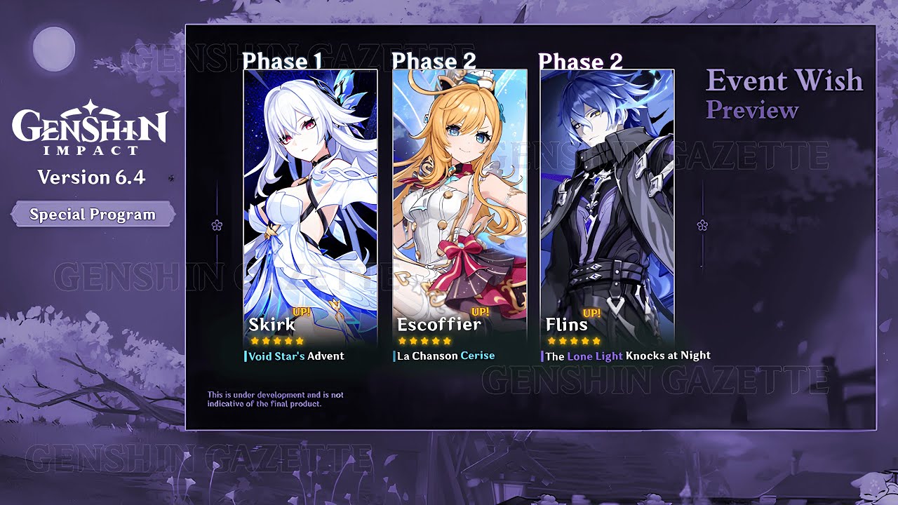 JUST IN! SKIRK, ESCOFFIER & FLINS RERUN IN VERSION 6.4 BANNERS! - Genshin Impact