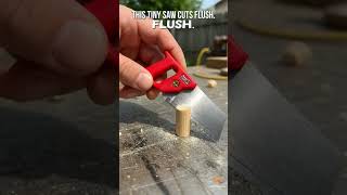 Tiny Flush Saw Cuts a Wooden Dowel Clean #Shorts