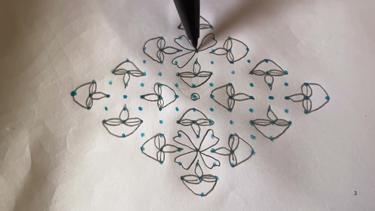 # 1280 Diwali/ karthigai deepam  & festival days special lamp 🪔 kolam using 15 to 1 straight dots 