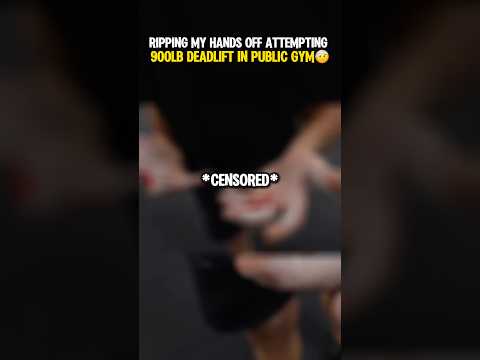 Ripping My Hands Off Attempting 900LB Deadlift In Public Gym 🤕 #reaction #injury