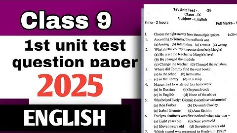 Class 9 English 1st unit test question paper 2025// 1st unit test question paper English 2025 class9