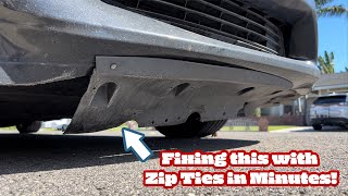 Fixing a Hanging Bumper Splash Shield with Zip Ties! (2010 Toyota Prius)