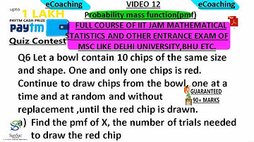 PROBABILITY MASS FUNCTION Q6 | IIT JAM MATHEMATICAL STATISTICS | VIDEO 12