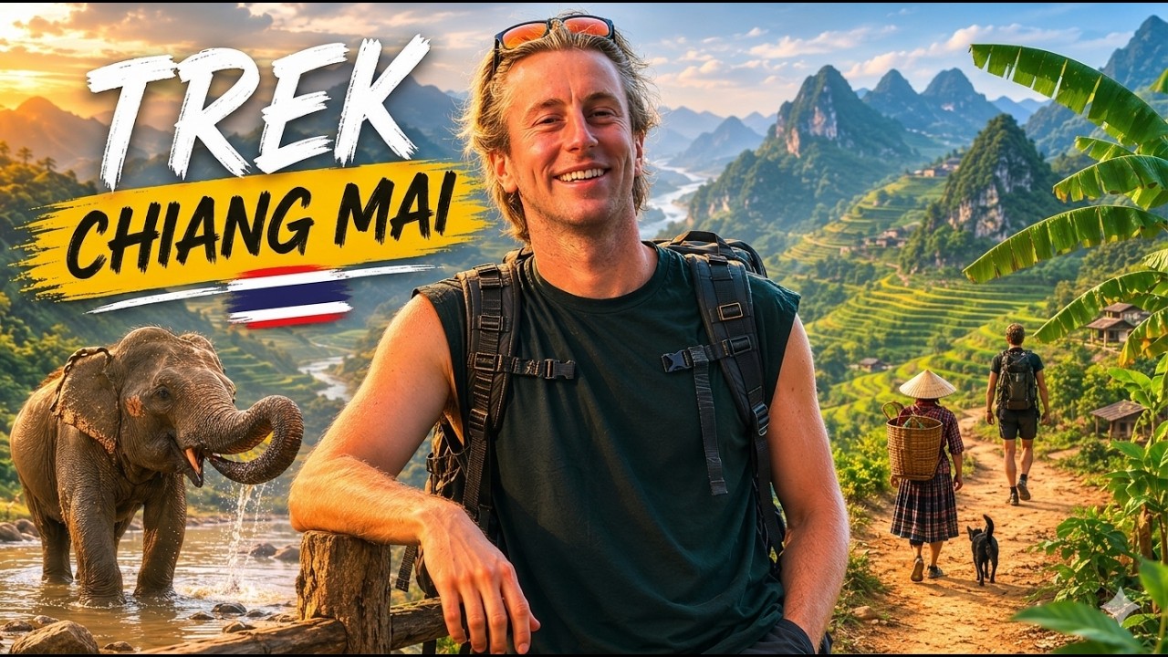 Miniature de la vidéo : Trek 2 jours dans la jungle de Chiang Mai : éléphants, cascades et bamboo rafting