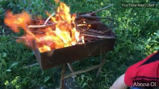 Manqalda  Balığı, Cooking Sturgeon in the Garden House, Relaxing Video ( Kənd Heyati #3