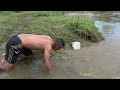 Boy struggling with big fish - Catch Fish In Hole
