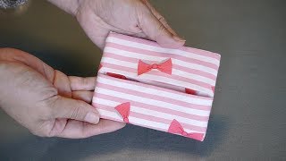 簡単！ティッシュケース入れの作り方【折って縫うだけ！端の処理なし】How to sew a Mini Tissue Pocket Holder