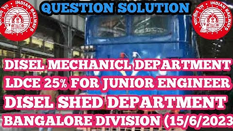 Disel mechanical department ldce 25% question for junior engineer #juniorengineer #ldce #railway