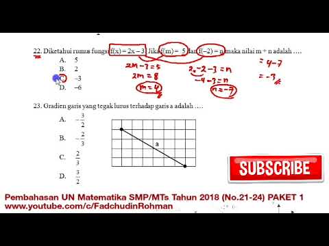 Pembahasan Un Unbk Matematika Smp 2018 Paket 1 No 21 24 Youtube