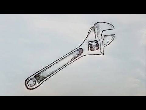 How to draw Adjustable spanner ITI diagram Adjustable wrench ITI  engineering drawing  YouTube