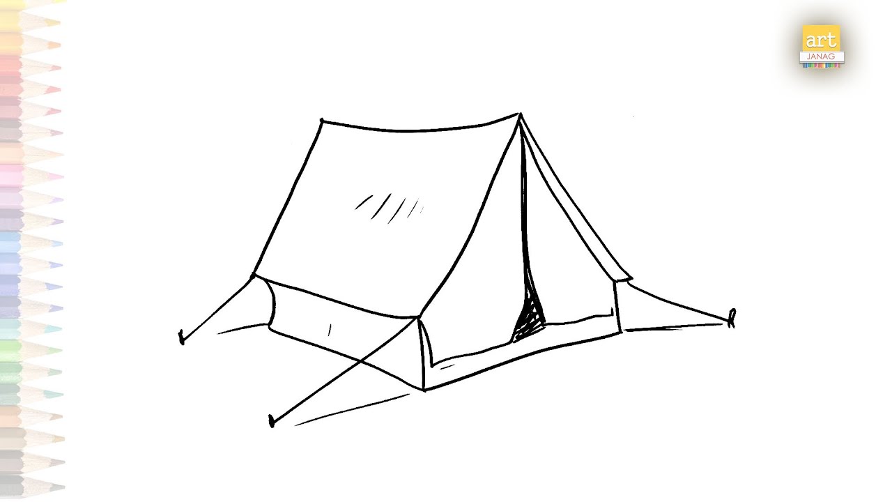 Tent Drawing Camping Sketch, PNG, 700x394px, Tent, Area, Artwork, Black And  White, Camping Download Free