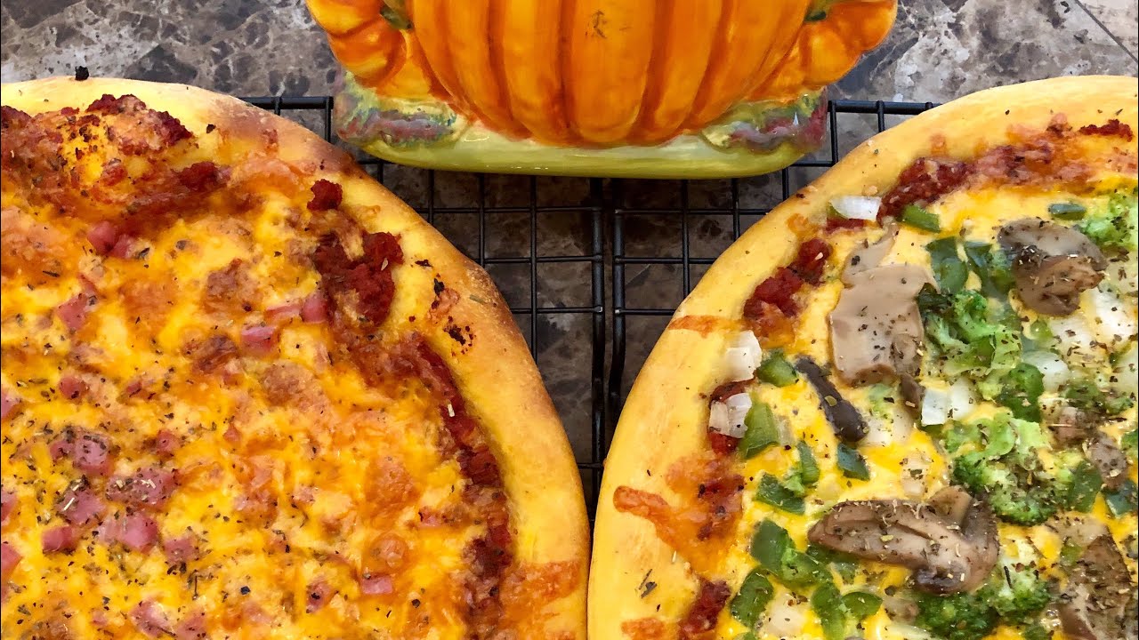 Ham & Cheese and Veggie Pizzas on a Pumpkin Crust YouTube