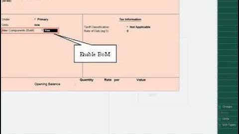 "Bill Of Material (BOM)" in  Tally.ERP 9 Accounting Software