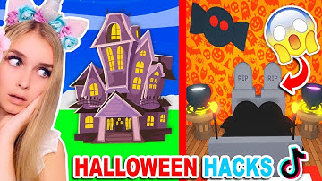 Building A HALLOWEEN HOUSE ONLY Using *TIKTOK* HACKS In Adopt Me! (Roblox)